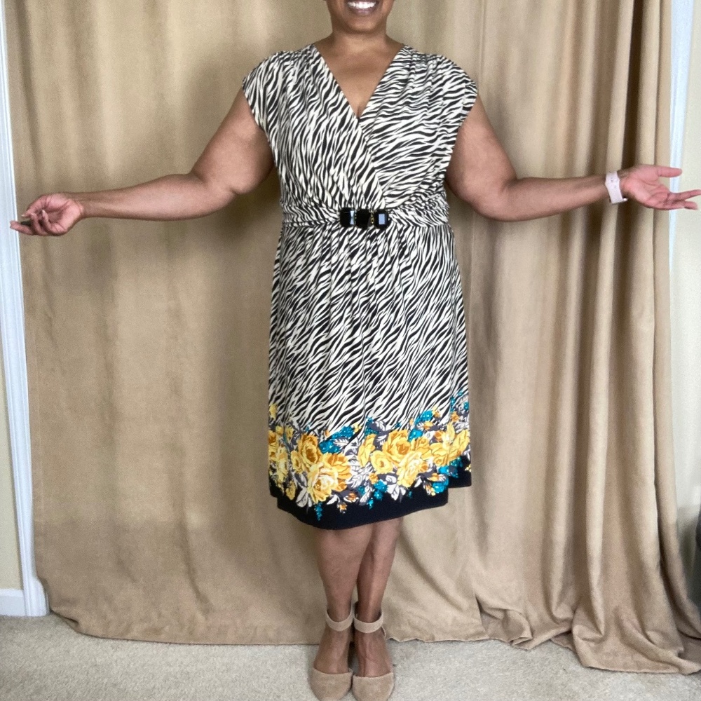 Dressbarn Midi Dress Zebra Print, size 18W